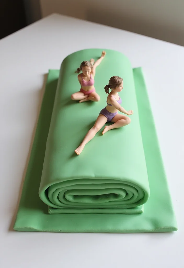 10 Jaw-Dropping Gym Birthday Cakes That Will Make Your Workout Buddies Drool! - 5. Yoga Mat Cake