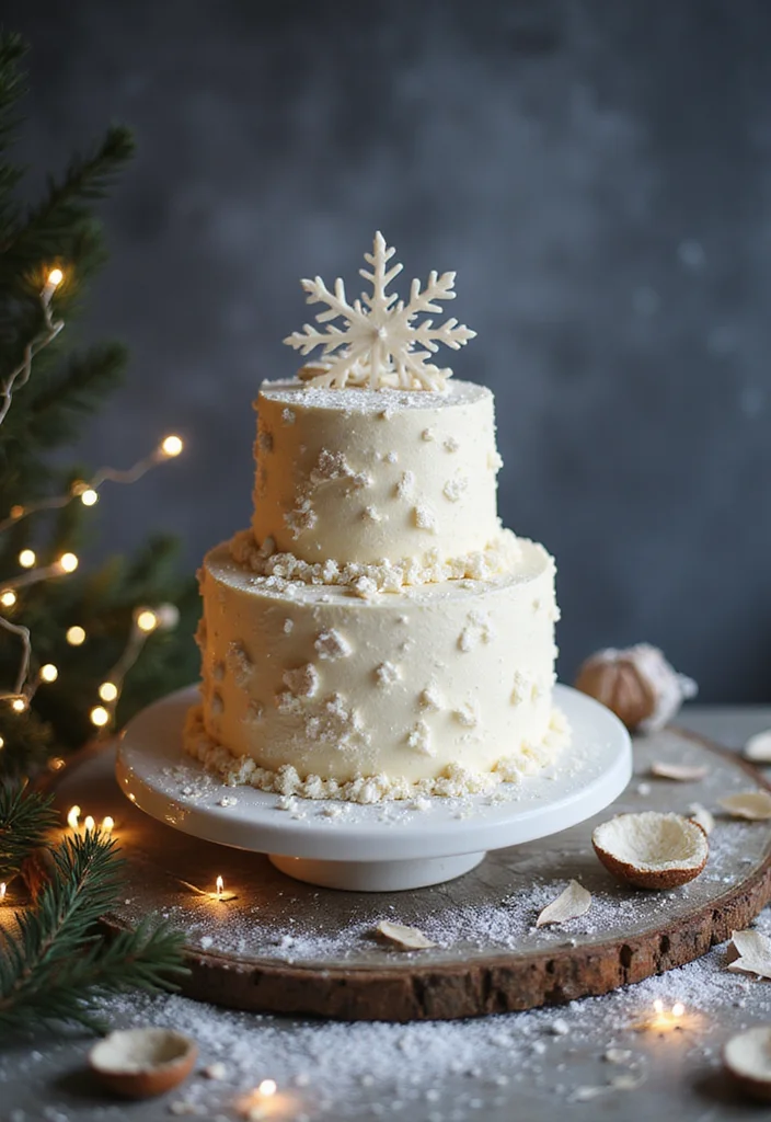 11 Easy Cake Christmas Recipes That Even Beginners Can Master! - 5. Vanilla Snowflake Cake