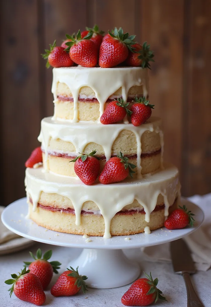 11 Elegant Cake Flavors Perfect for Your Dress to Impress Wedding! - 11. Sumptuous White Chocolate Strawberry