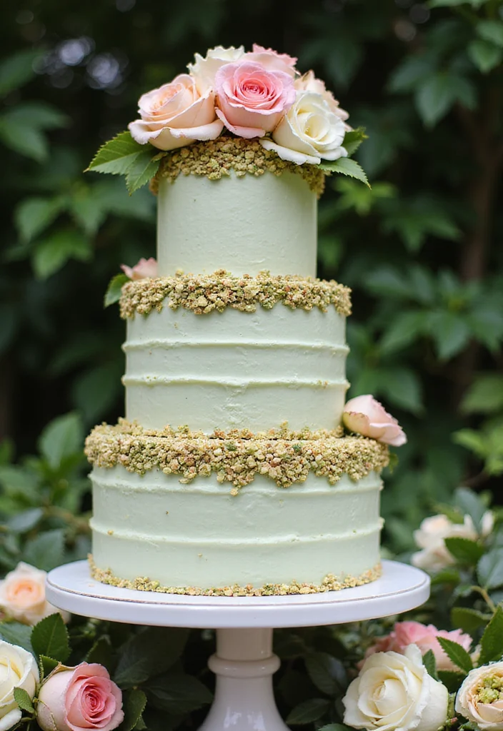 11 Elegant Cake Flavors Perfect for Your Dress to Impress Wedding! - 9. Sophisticated Pistachio Rose