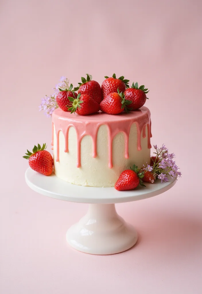 12 Home-Baked Drip Cakes That Are Easier Than You Think (Your Kitchen Will Love #8!) - 2. Vanilla Strawberry Drip Cake