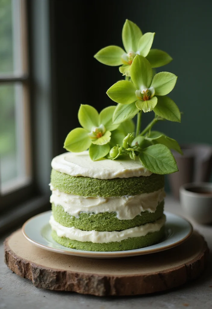 13 Luxurious Orchid Cakes That Will Make You Feel Like Royalty (Don’t Miss #1!) - 11. Gourmet Matcha Orchid Cake