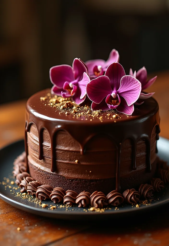 13 Luxurious Orchid Cakes That Will Make You Feel Like Royalty (Don’t Miss #1!) - 3. Rich Chocolate Orchid Indulgence