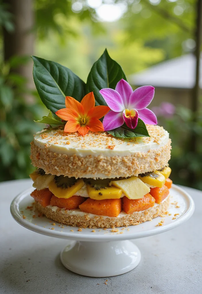 13 Luxurious Orchid Cakes That Will Make You Feel Like Royalty (Don’t Miss #1!) - 4. Tropical Orchid Paradise Cake