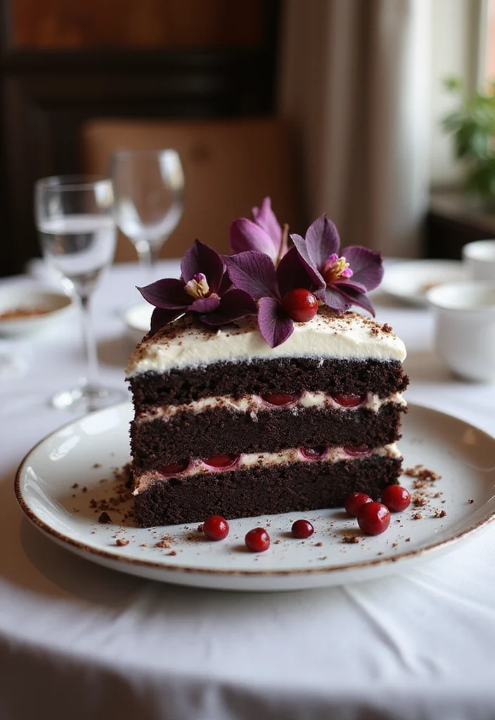 13 Luxurious Orchid Cakes That Will Make You Feel Like Royalty (Don’t Miss #1!) - 8. Sophisticated Black Forest Orchid Cake