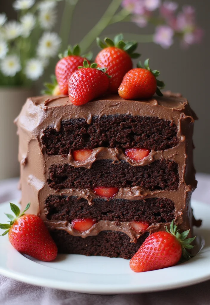 13 Spring Themed Cakes That Will Make Your Celebrations Extra Special! - 13. Chocolate Strawberry Layer Cake