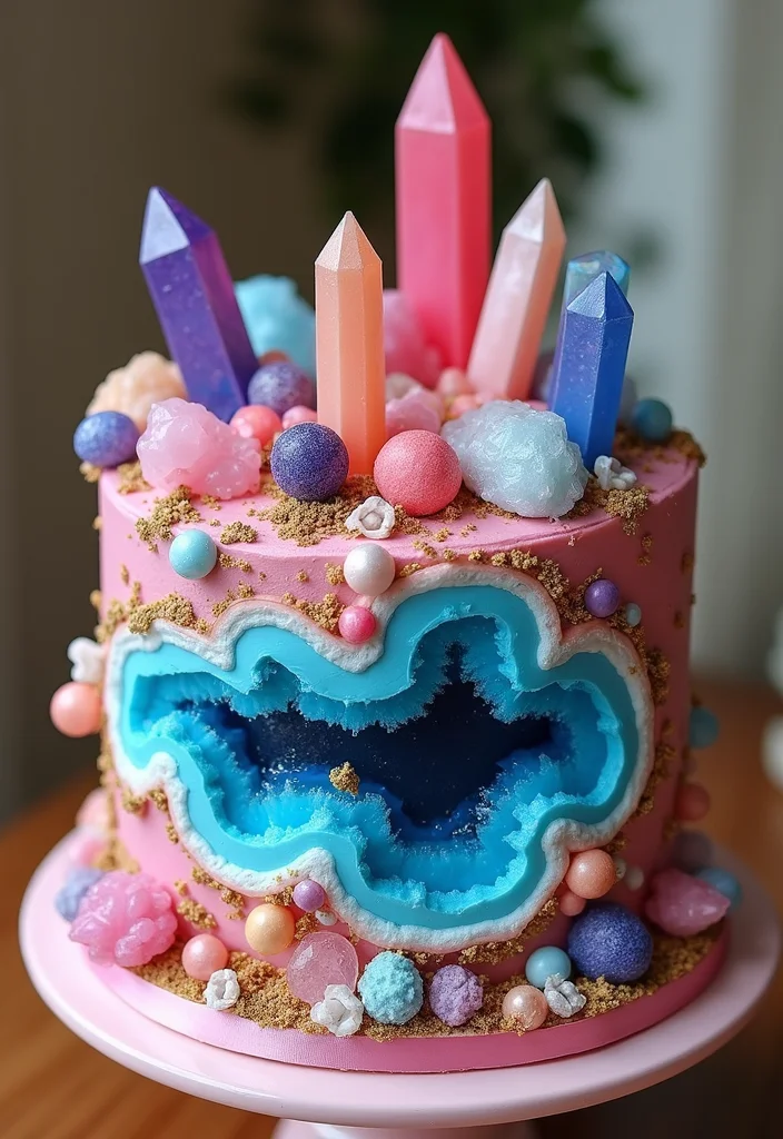 14 Chic Disco Themed Cakes for Grown-Up Celebrations! - 8. Colorful Geode Cake
