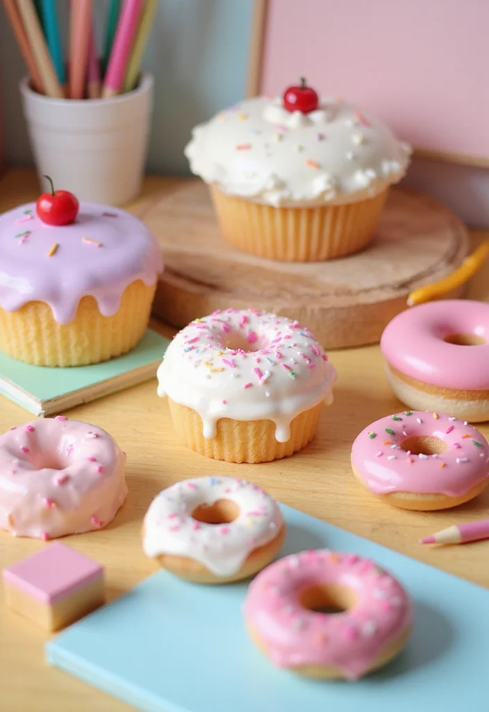 14 Kawaii Cake Decor Tips to Make Your Home Office a Happy Place! - 1. Whimsical Cake-Inspired Desk Accessories