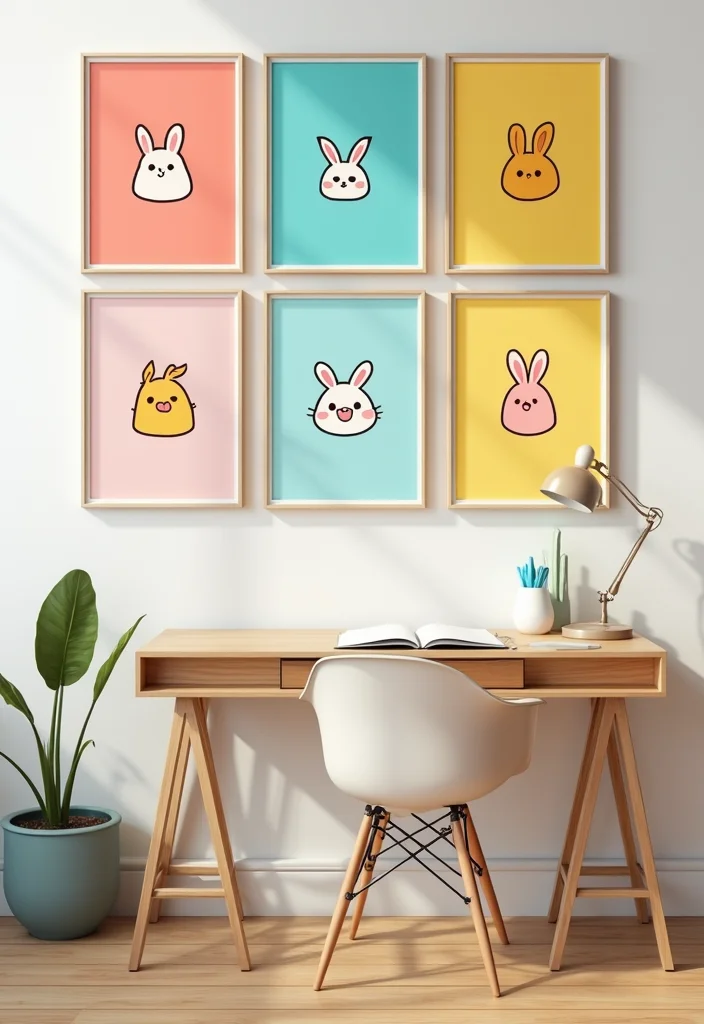 14 Kawaii Cake Decor Tips to Make Your Home Office a Happy Place! - 2. Cheerful Wall Art
