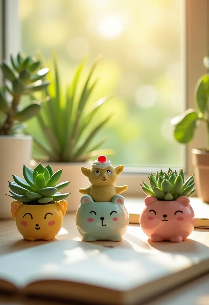 14 Kawaii Cake Decor Tips to Make Your Home Office a Happy Place! - 5. Quirky Plants