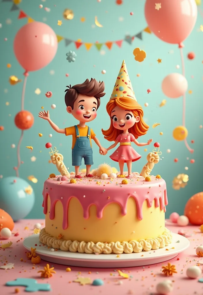 14 Personalized Couple Cakes That Will Make You Fall in Love All Over Again! - 4. Whimsical Cartoon Cake