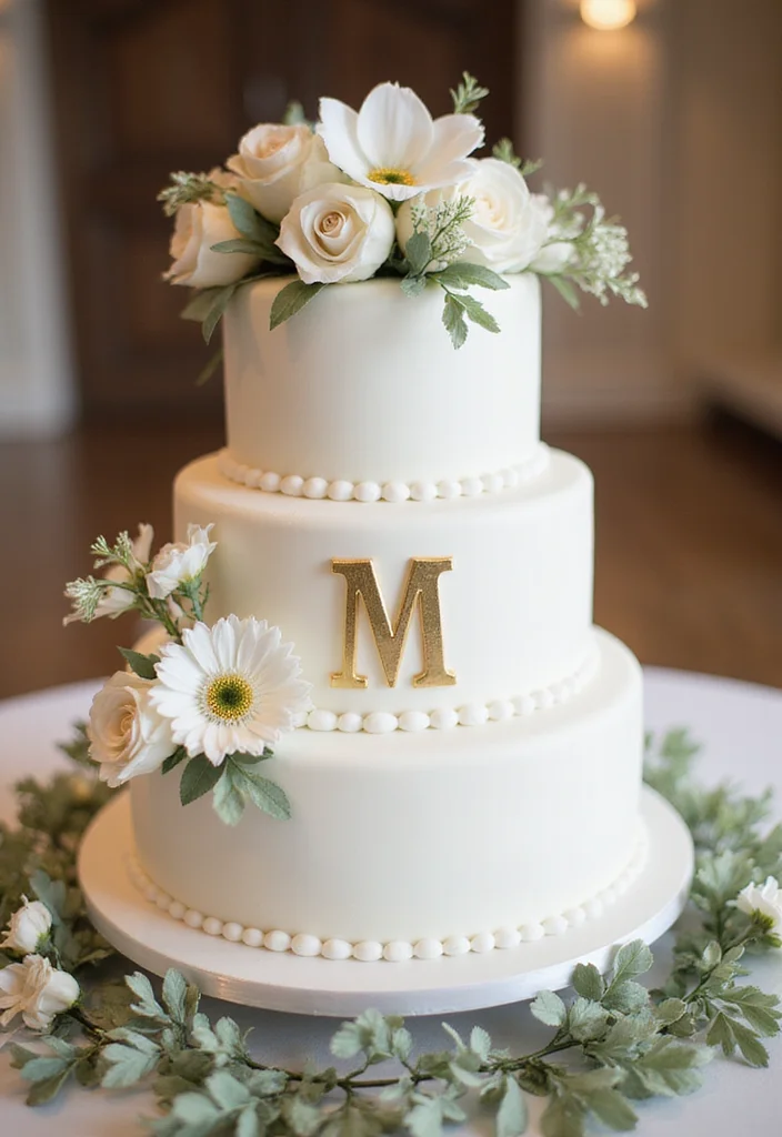 14 Personalized Couple Cakes That Will Make You Fall in Love All Over Again! - 5. Elegant Cake with Personal Monogram