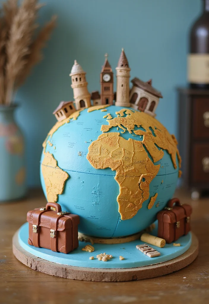 14 Personalized Couple Cakes That Will Make You Fall in Love All Over Again! - 6. Travel-Themed Cake