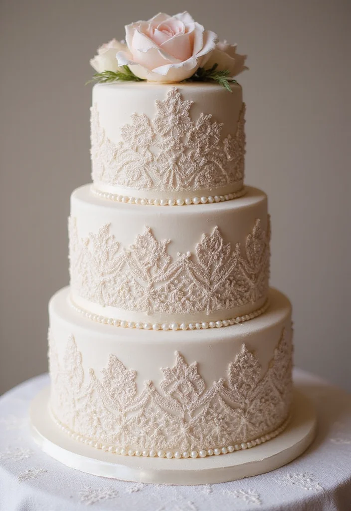 14 Personalized Couple Cakes That Will Make You Fall in Love All Over Again! - 9. Vintage Lace Cake