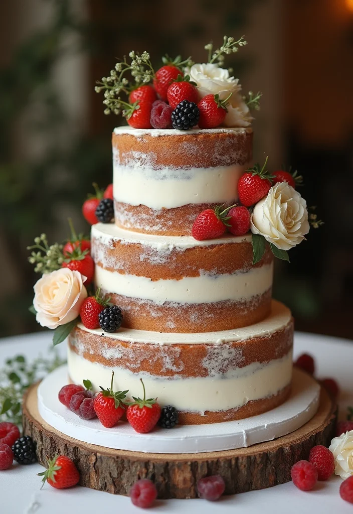 14 Tiered Traditional Marriage Cakes That Will Elevate Your Wedding Day! - 13. Sweet Simplicity with Naked Cakes