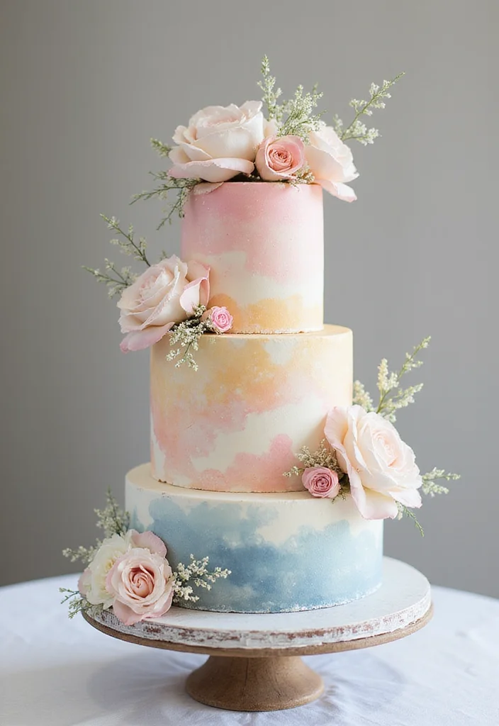 14 Tiered Traditional Marriage Cakes That Will Elevate Your Wedding Day! - 4. Whimsical Watercolor Wonders