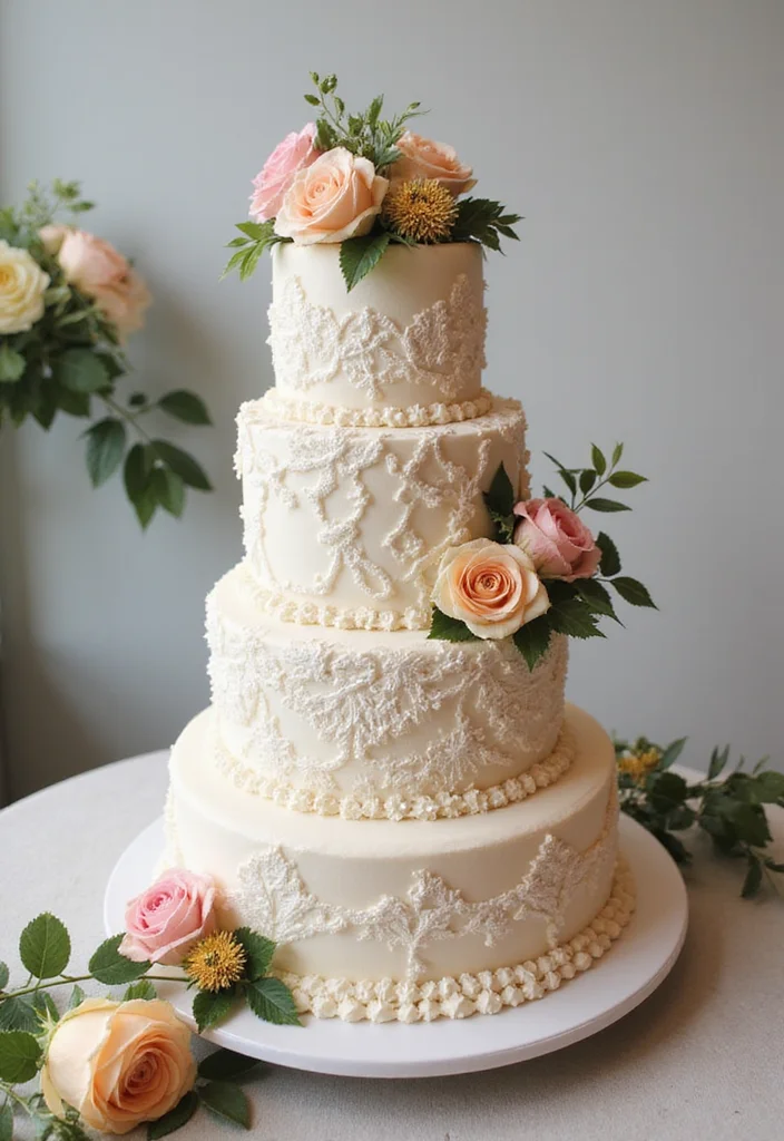 14 Tiered Traditional Marriage Cakes That Will Elevate Your Wedding Day! - 6. Vintage Lace and Ruffles