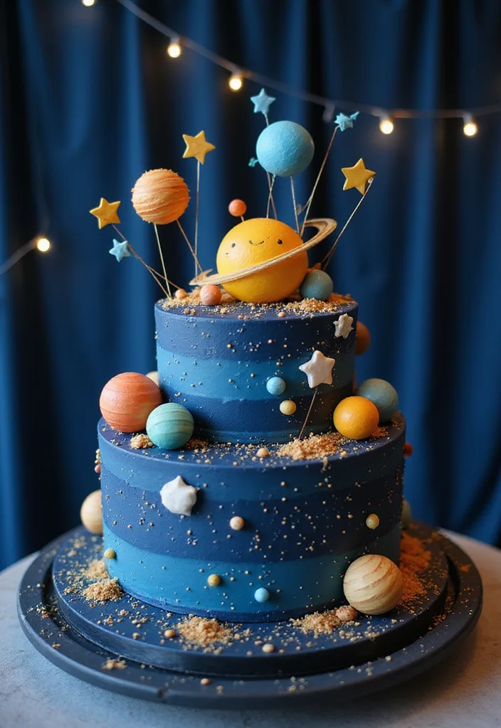 14 Unique Sweet Seventeen Cake Ideas That Will Stand Out at the Party! - 10. Starry Night Cake