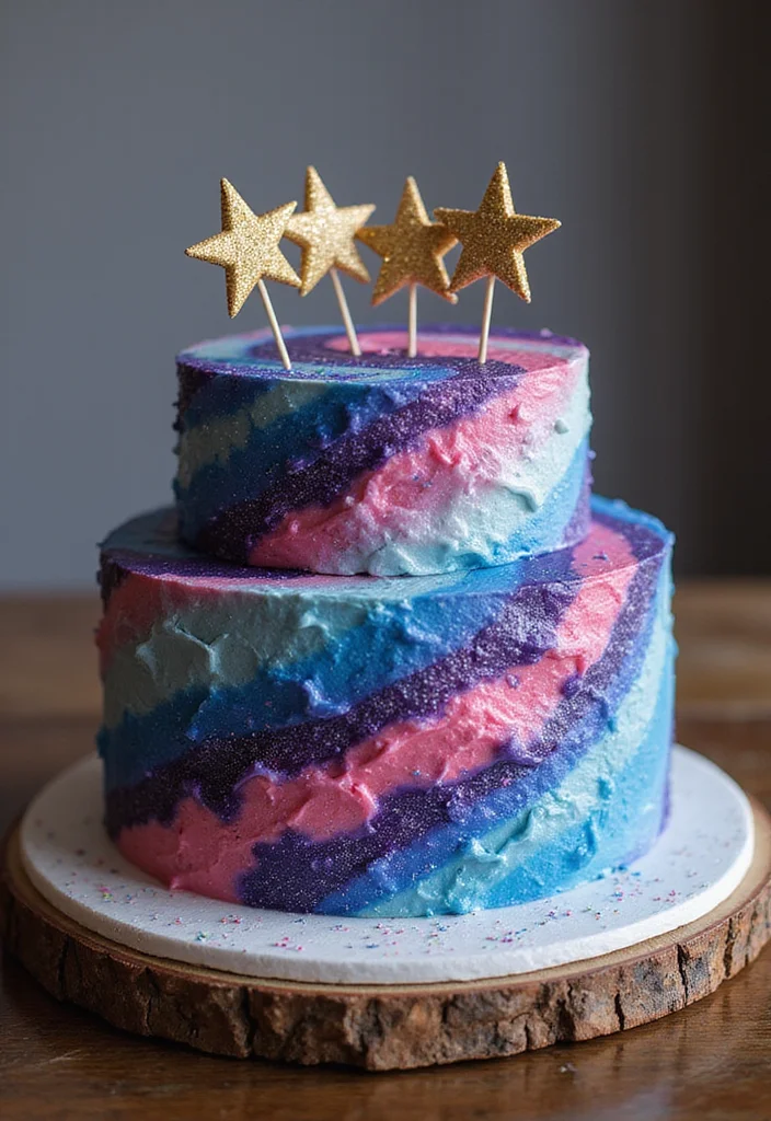 15 Celestial Wedding Cake Designs That Will Leave Your Guests Starry-Eyed! - 1. Galaxy-Inspired Buttercream Cake