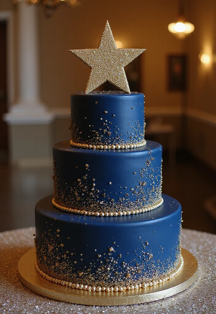 15 Celestial Wedding Cake Designs That Will Leave Your Guests Starry-Eyed! - 10. Glittering Star Cake