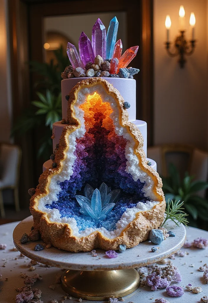 15 Celestial Wedding Cake Designs That Will Leave Your Guests Starry-Eyed! - 13. Celestial Geode Cake