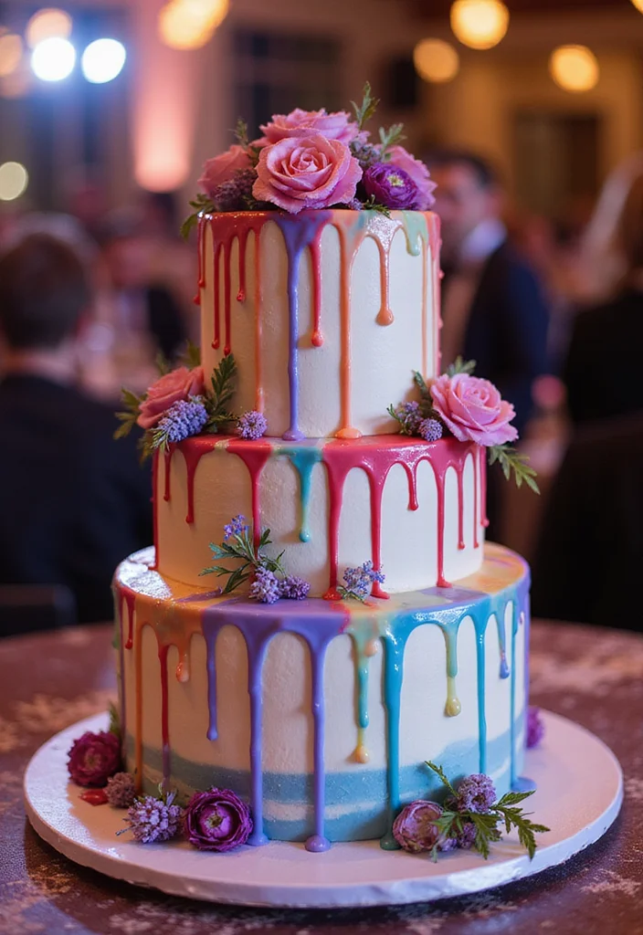 15 Celestial Wedding Cake Designs That Will Leave Your Guests Starry-Eyed! - 14. Cosmic Drip Cake