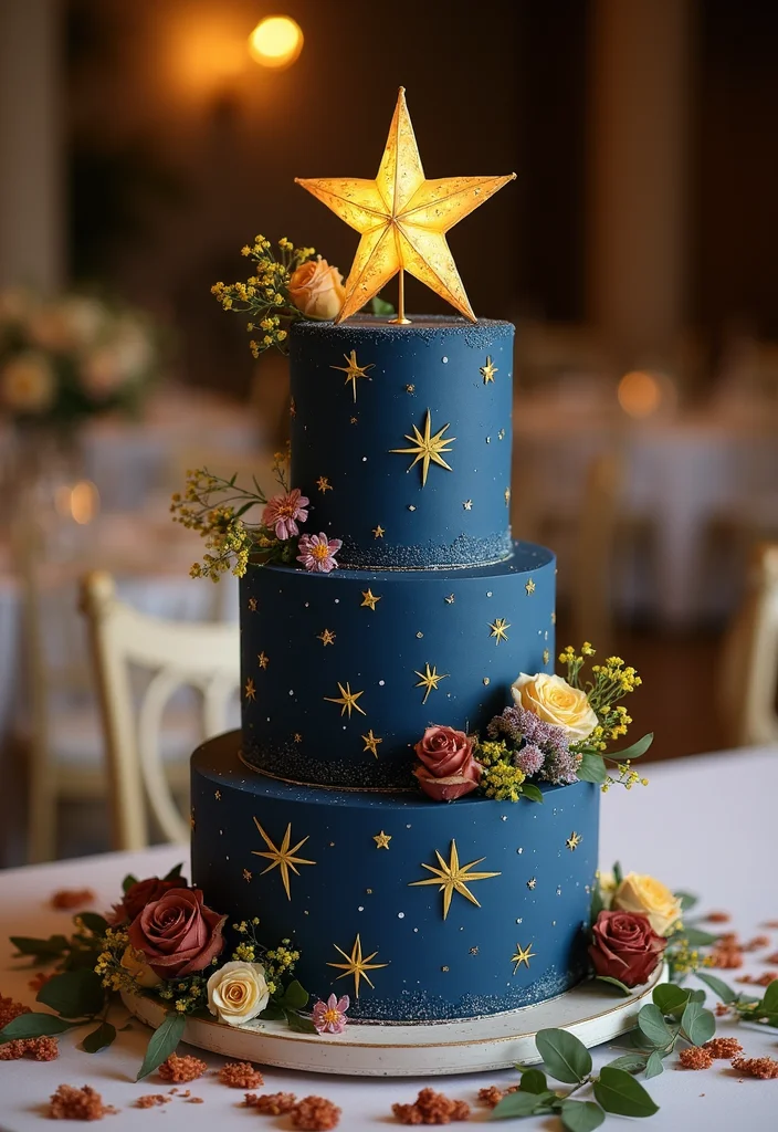 15 Celestial Wedding Cake Designs That Will Leave Your Guests Starry-Eyed! - 3. Starry Night Cake