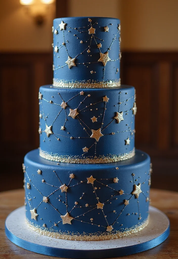 15 Celestial Wedding Cake Designs That Will Leave Your Guests Starry-Eyed! - 4. Celestial Constellation Cake