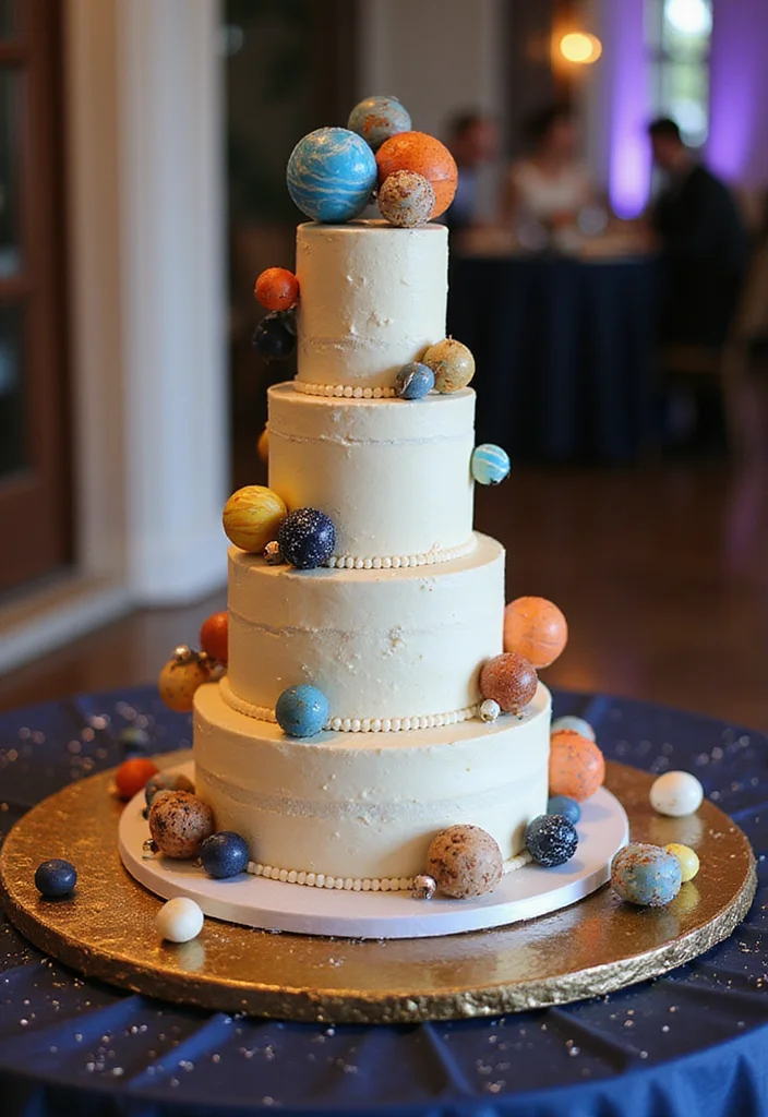 15 Celestial Wedding Cake Designs That Will Leave Your Guests Starry-Eyed! - 7. Solar System Cake