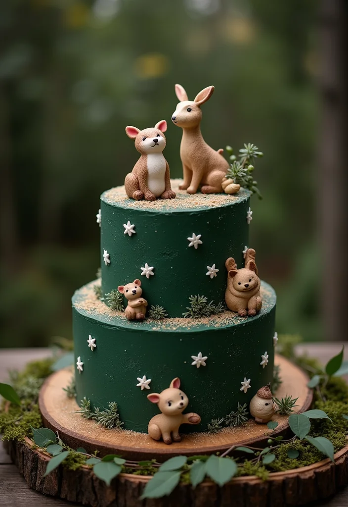 15 Celestial Wedding Cake Designs That Will Leave Your Guests Starry-Eyed! - 8. Starlit Forest Cake