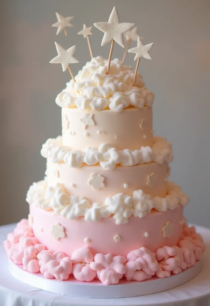 15 Celestial Wedding Cake Designs That Will Leave Your Guests Starry-Eyed! - 9. Ethereal Cloud Cake