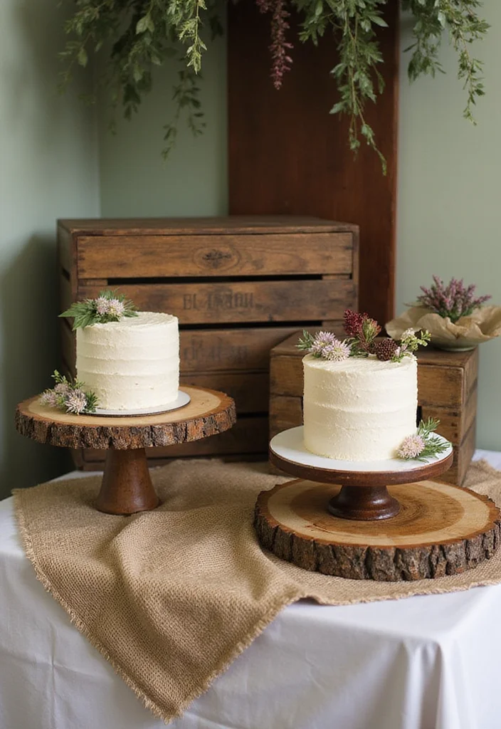 15 Creative Cake Table Decor Ideas You Wish You Knew Sooner (Watch Out for #7!) - 3. Rustic Chic with Wood Elements