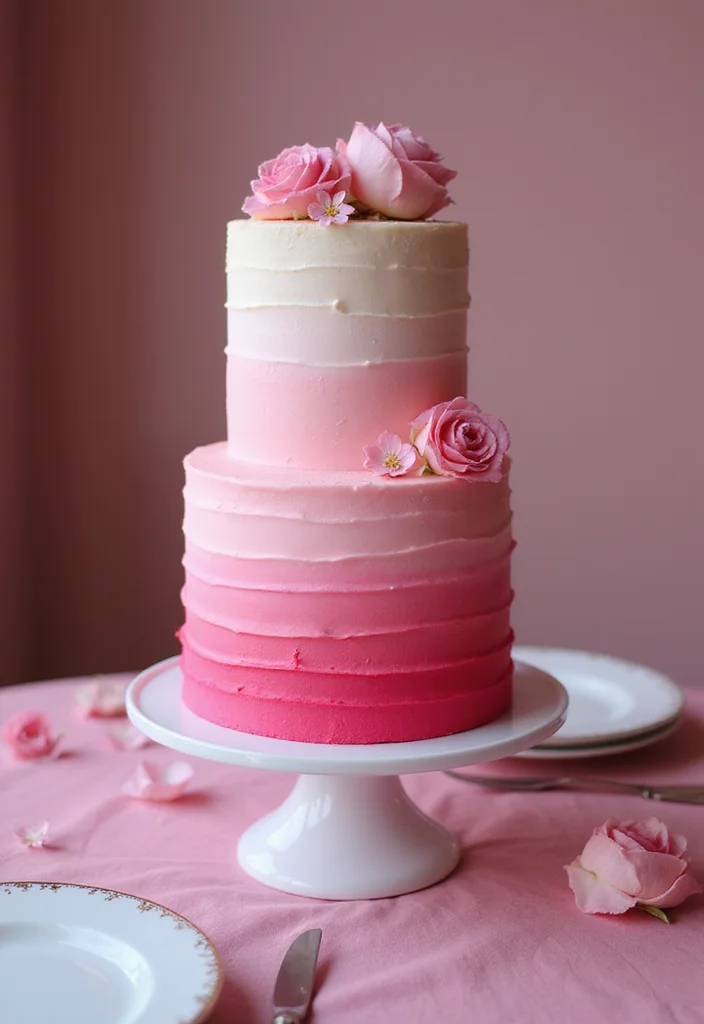 15 Creative Hot Pink Birthday Cakes That Will Steal the Show! - 1. Ombre Hot Pink Delight