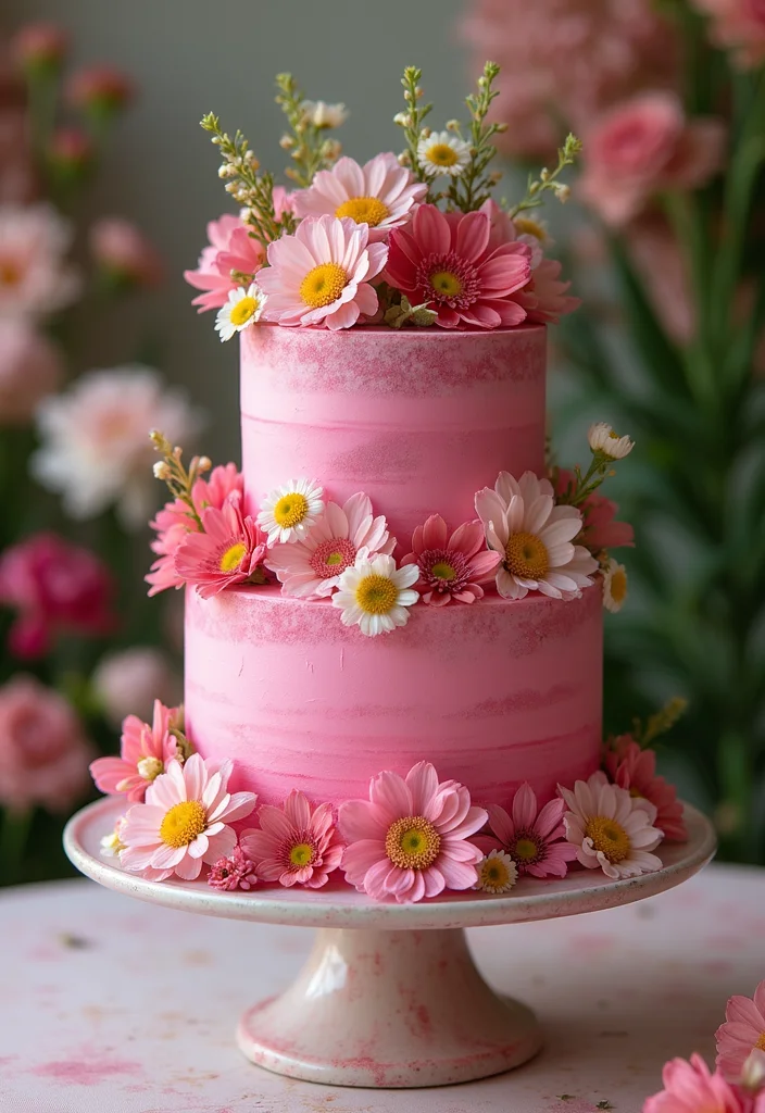 15 Creative Hot Pink Birthday Cakes That Will Steal the Show! - 3. Floral Hot Pink Cake