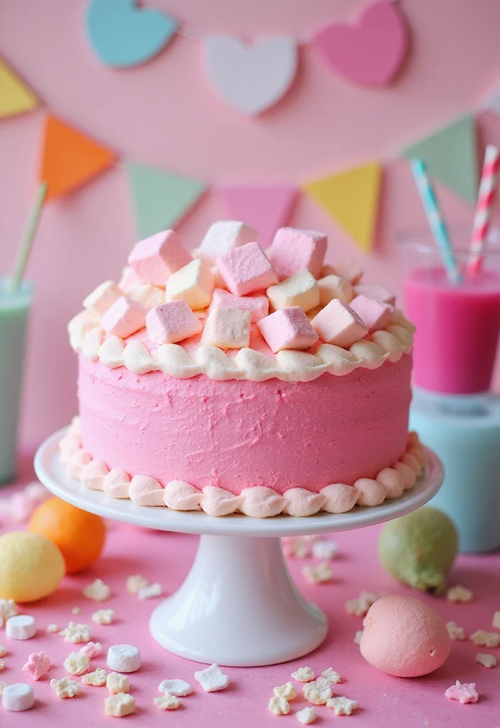 15 Creative Hot Pink Birthday Cakes That Will Steal the Show! - 9. Hot Pink Marshmallow Cake