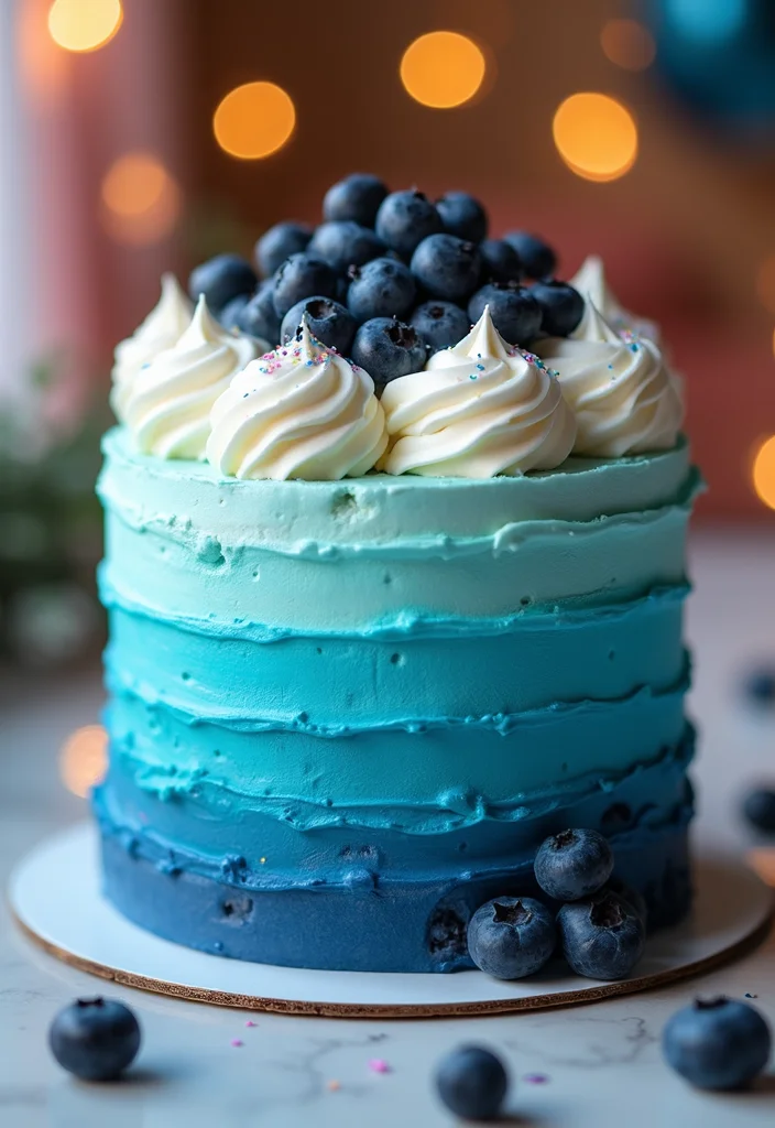 15 Creative January Birthday Cake Designs That Are Party-Ready (Check Out #6!) - 2. Bold Blue Ombre