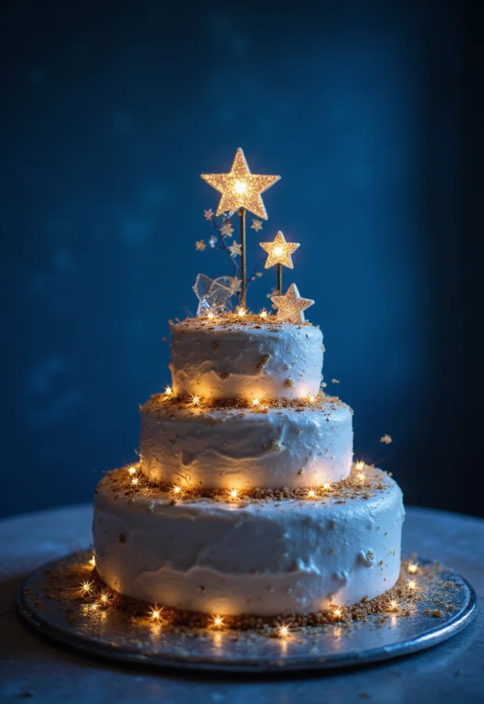 15 Creative January Birthday Cake Designs That Are Party-Ready (Check Out #6!) - 8. Starry Night Cake