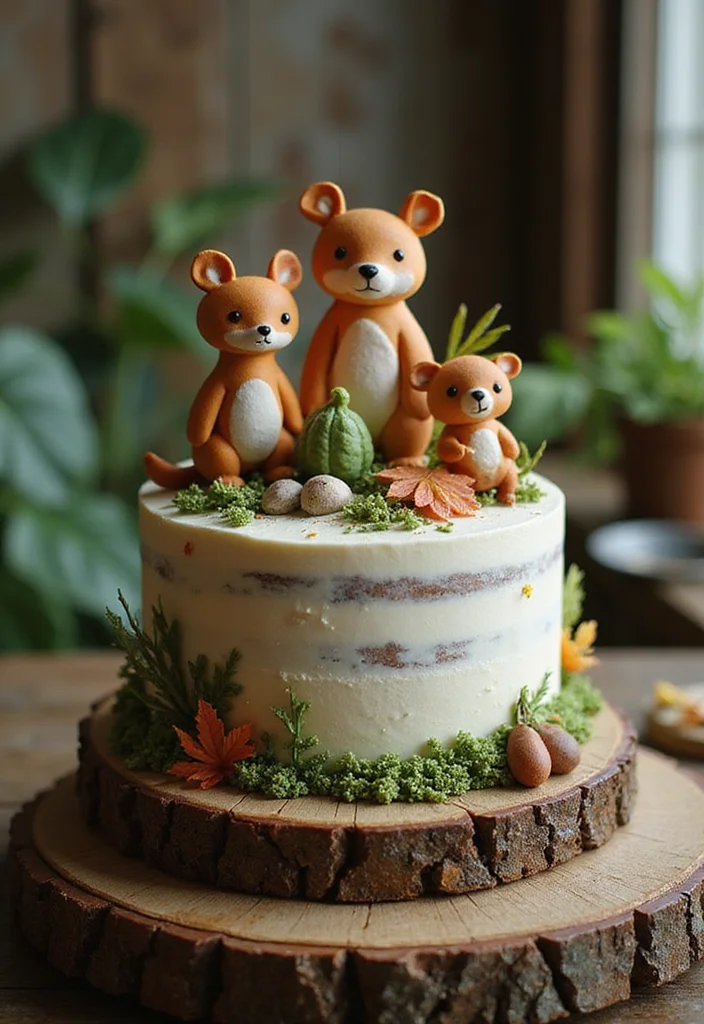 15 Creative January Birthday Cake Designs That Are Party-Ready (Check Out #6!) - 9. Simple and Sweet Woodland Cake