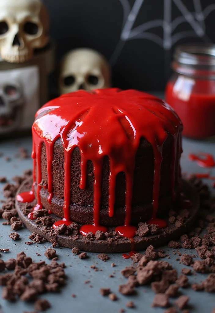 15 Hauntingly Delicious Scary Cake Ideas That Will Terrify Your Taste Buds! - 1. Blood Drip Red Velvet Cake