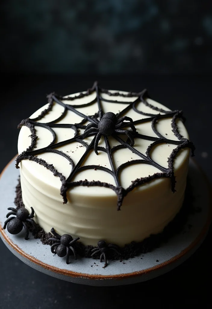 15 Hauntingly Delicious Scary Cake Ideas That Will Terrify Your Taste Buds! - 4. Spider Web Vanilla Cake