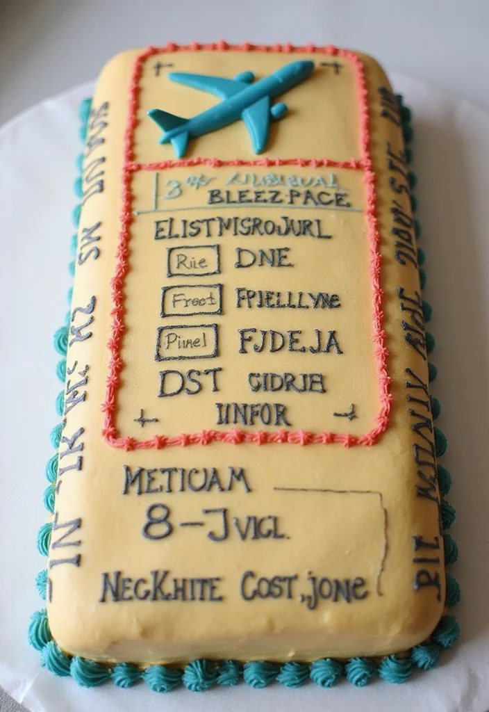 15 Mind-Blowing Aviation Cake Ideas That Will Take Your Parties to New Heights! - 11. Airplane Ticket Cake