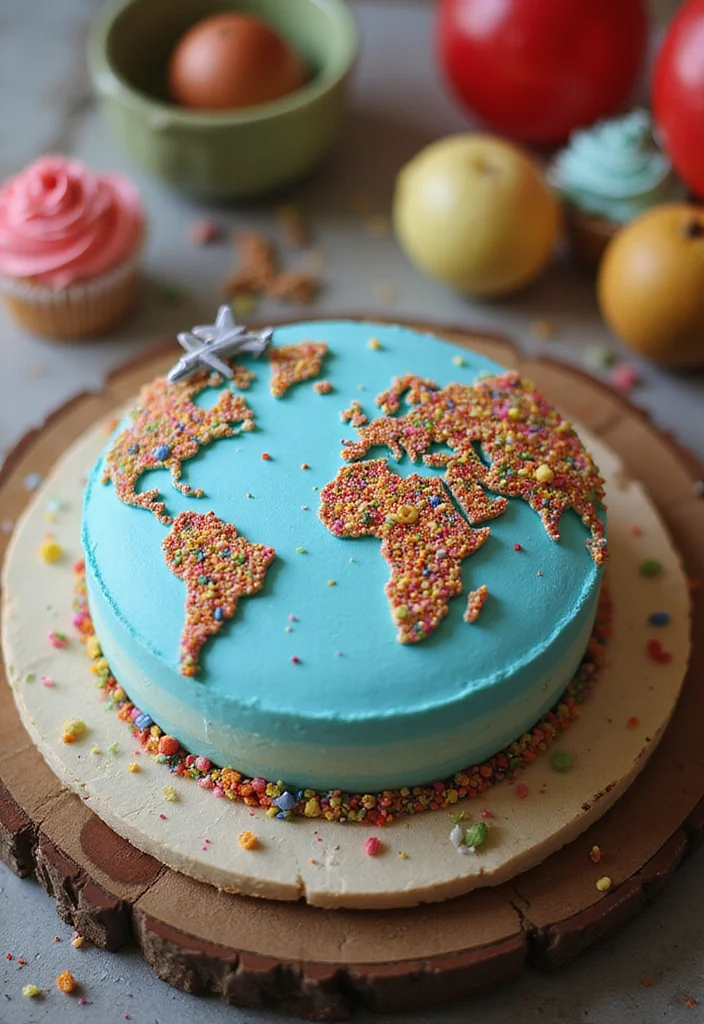15 Mind-Blowing Aviation Cake Ideas That Will Take Your Parties to New Heights! - 15. World Map Cake