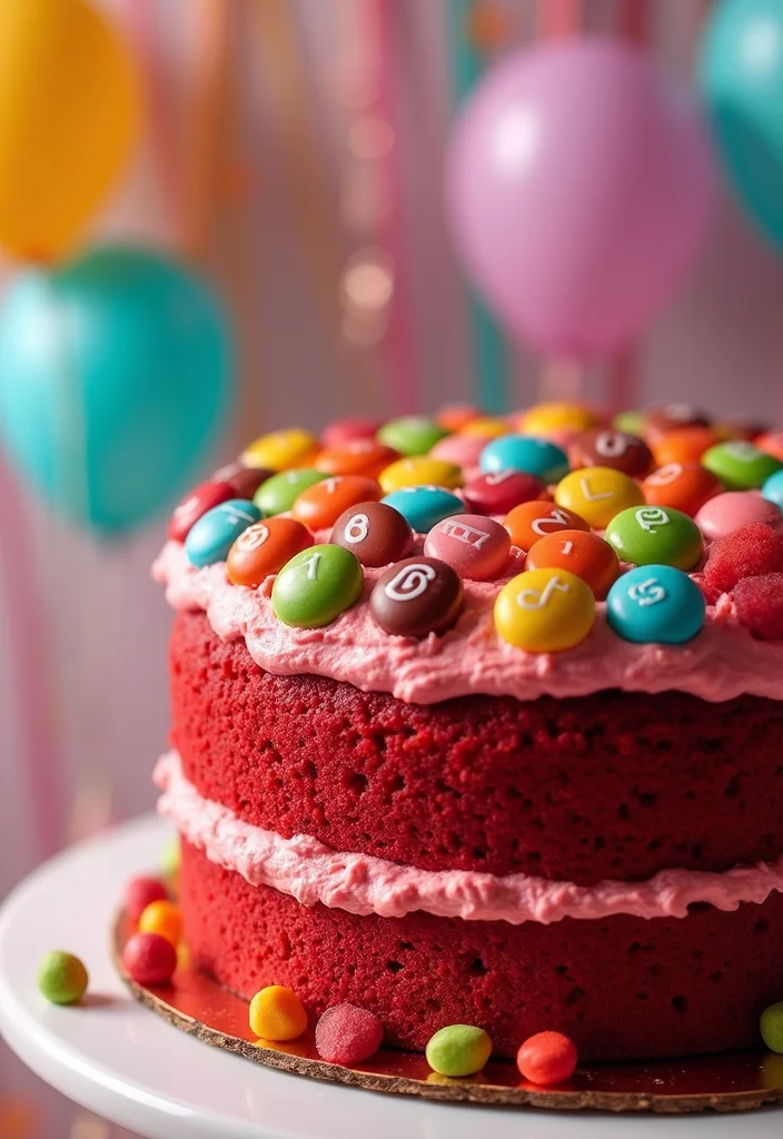 15 Stunning Red Velvet Cake Decorations That Will Steal the Show! - 12. Sweet Candy Garnishes