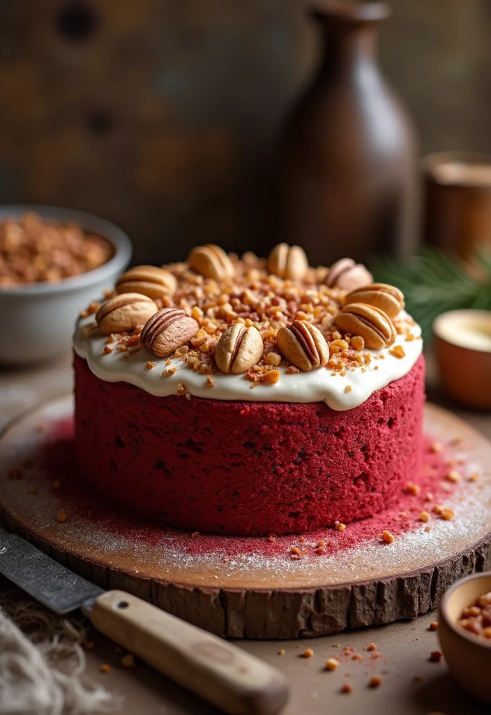 15 Stunning Red Velvet Cake Decorations That Will Steal the Show! - 13. Nutty Toppings for Crunch