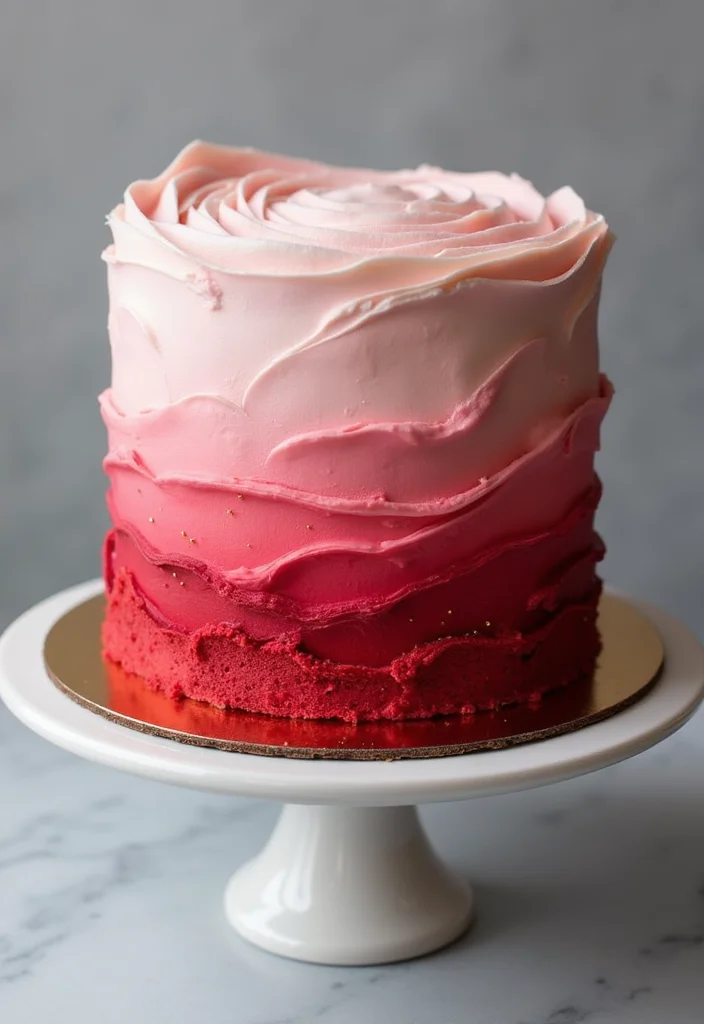 15 Stunning Red Velvet Cake Decorations That Will Steal the Show! - 14. Ombré Frosting for a Trendy Look
