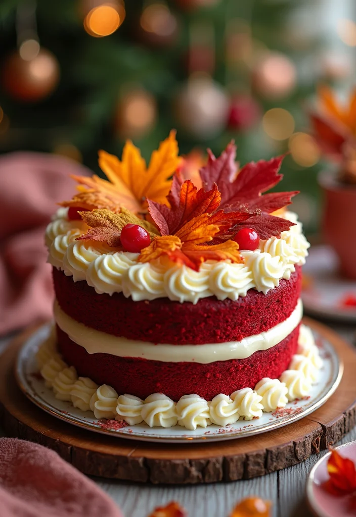 15 Stunning Red Velvet Cake Decorations That Will Steal the Show! - 15. Seasonal Touches to Celebrate