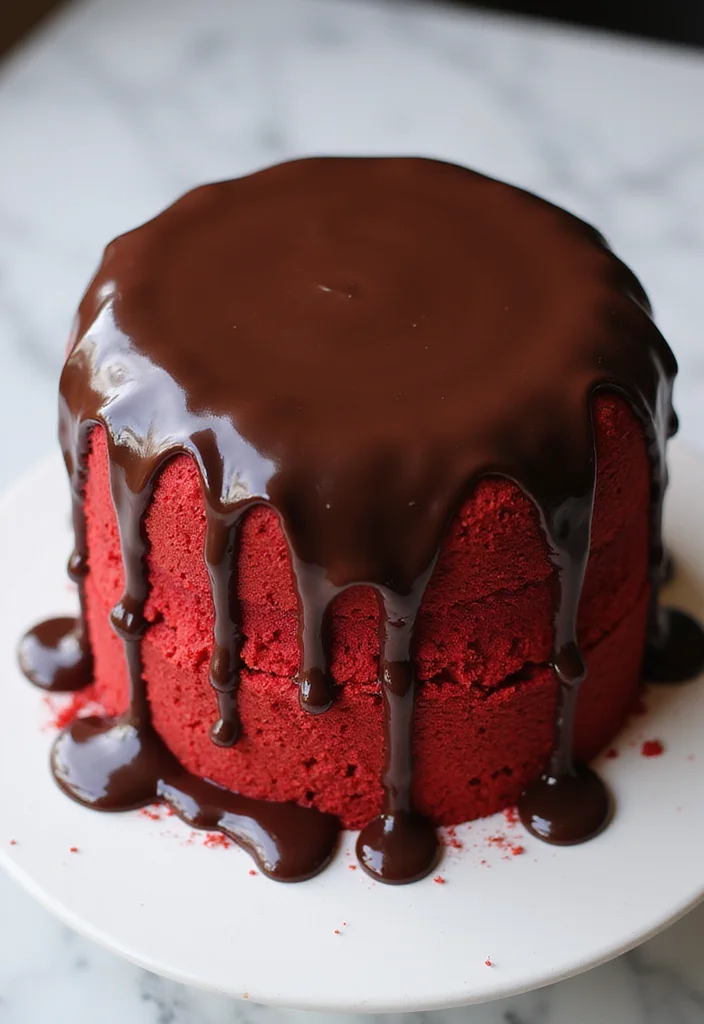 15 Stunning Red Velvet Cake Decorations That Will Steal the Show! - 3. Chocolate Ganache Glaze