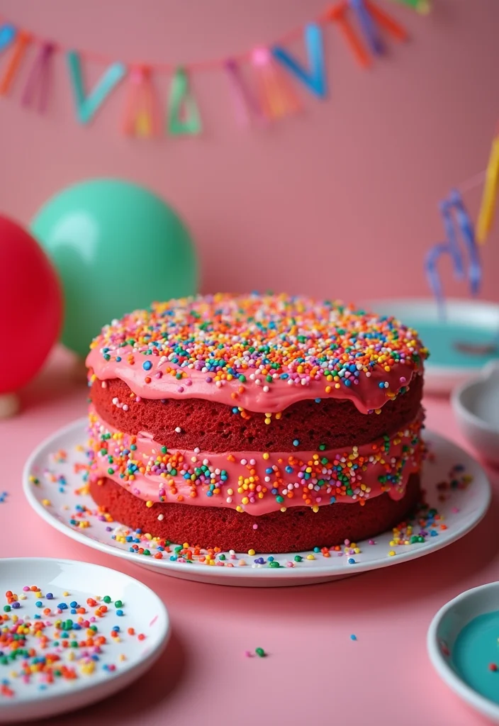 15 Stunning Red Velvet Cake Decorations That Will Steal the Show! - 5. Festive Sprinkles Galore
