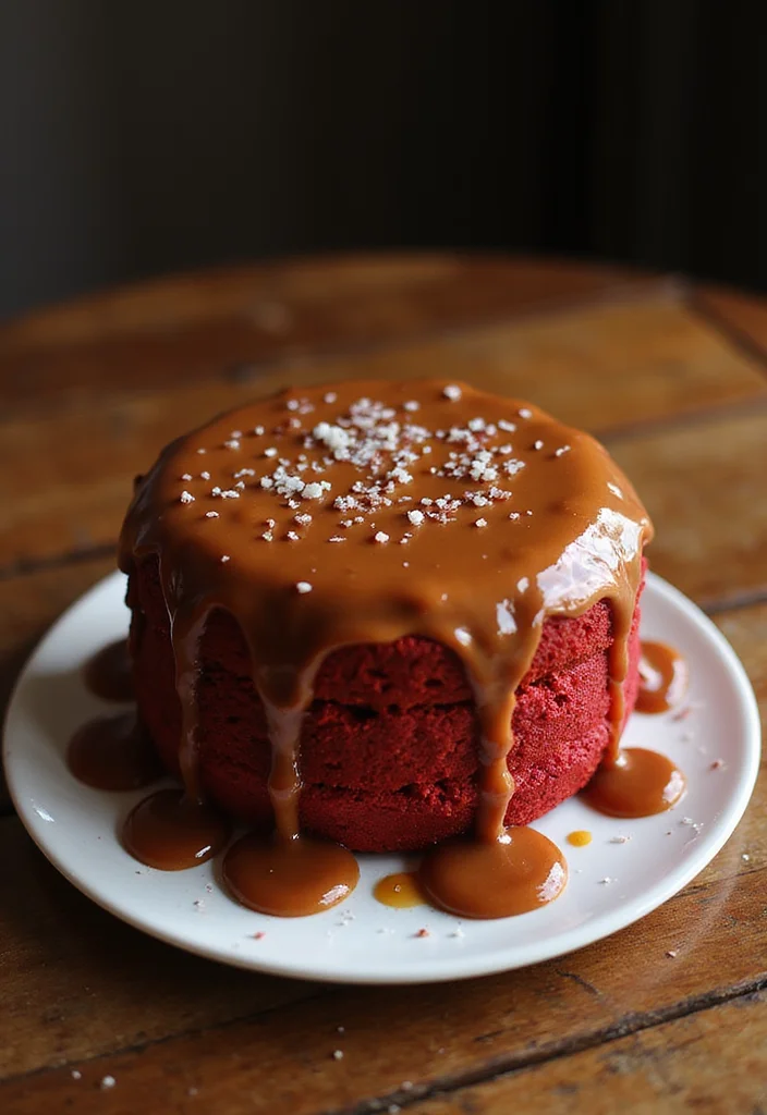 15 Stunning Red Velvet Cake Decorations That Will Steal the Show! - 8. Caramel Drizzle for a Sweet Touch
