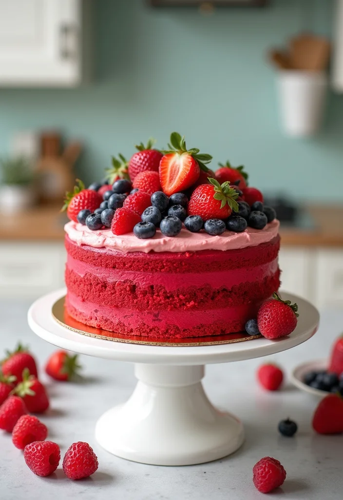 15 Stunning Red Velvet Cake Decorations That Will Steal the Show! - 9. Fruit Garnishes for Freshness